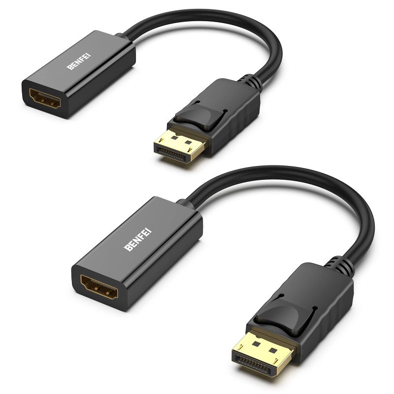BENFEI 2 Pack DisplayPort to HDMI Adapter 4K Unidirectional DisplayPort DP Computor to HDMI Monitor Connection Adapter Compatible with Laptop PC Monitor TV Projector - Image 1